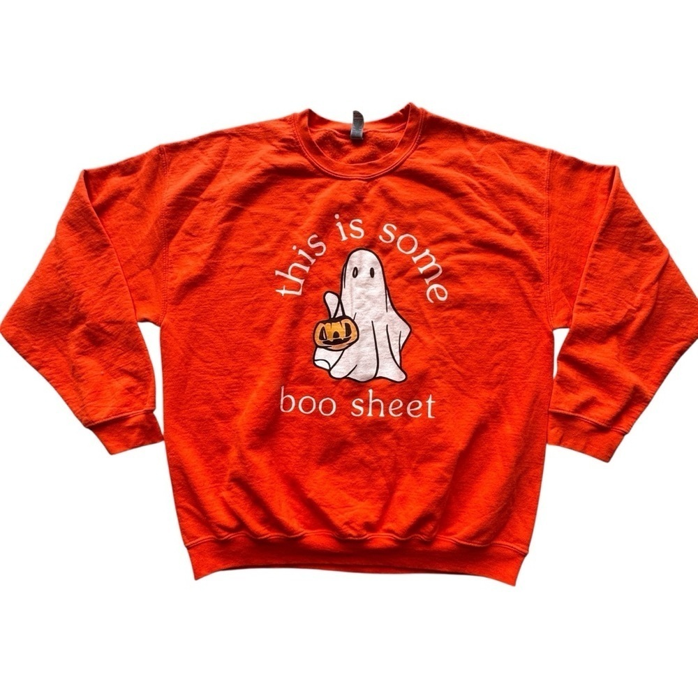 This is some BOO sheet Halloween Ghost Soft Crewneck Pumpkin  Sweatshirt Sz XL